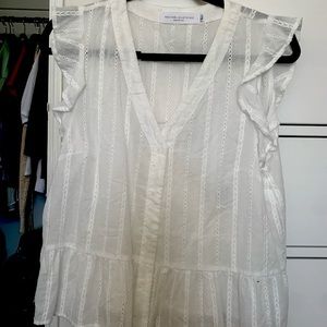 White linen / eyelet blouse